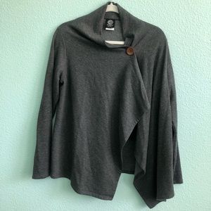 Bobeau One-Button Fleece Cardigan (Dark Gray)